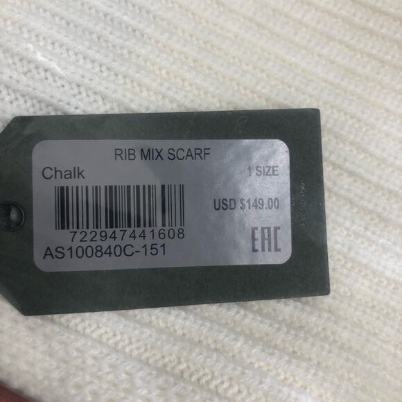 NEW ALLSAINTS Wool Blend Ribbed Knit Scarf in Chalk - Picture 3 of 4